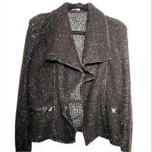 ANN TAYLOR black cozy warm wool blend sweater jacket